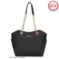 michael kors chelsea two-tone medium zwart schoudertas Uitverkoop Tassen 574tf504